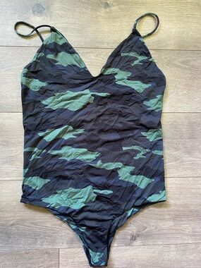 Women’s Camo One-Piece Swimsuit - Green/Black